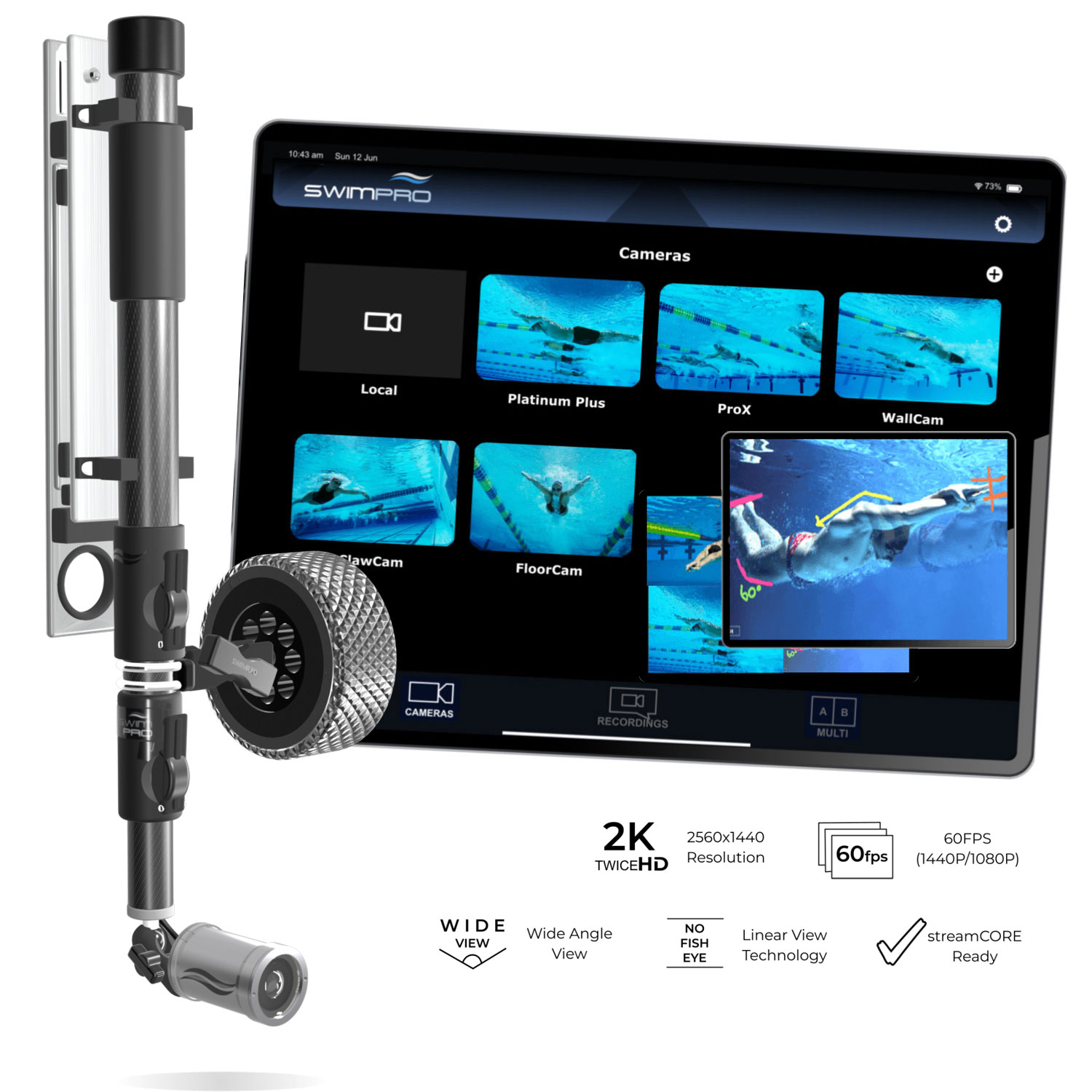 SwimPRO 游泳实时反馈视频监测系统 无线 水上水下相机 游泳池水下摄像机